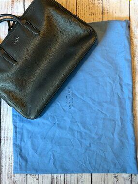 Smythson of Bond Street Black Leather Briefcase Ludlow